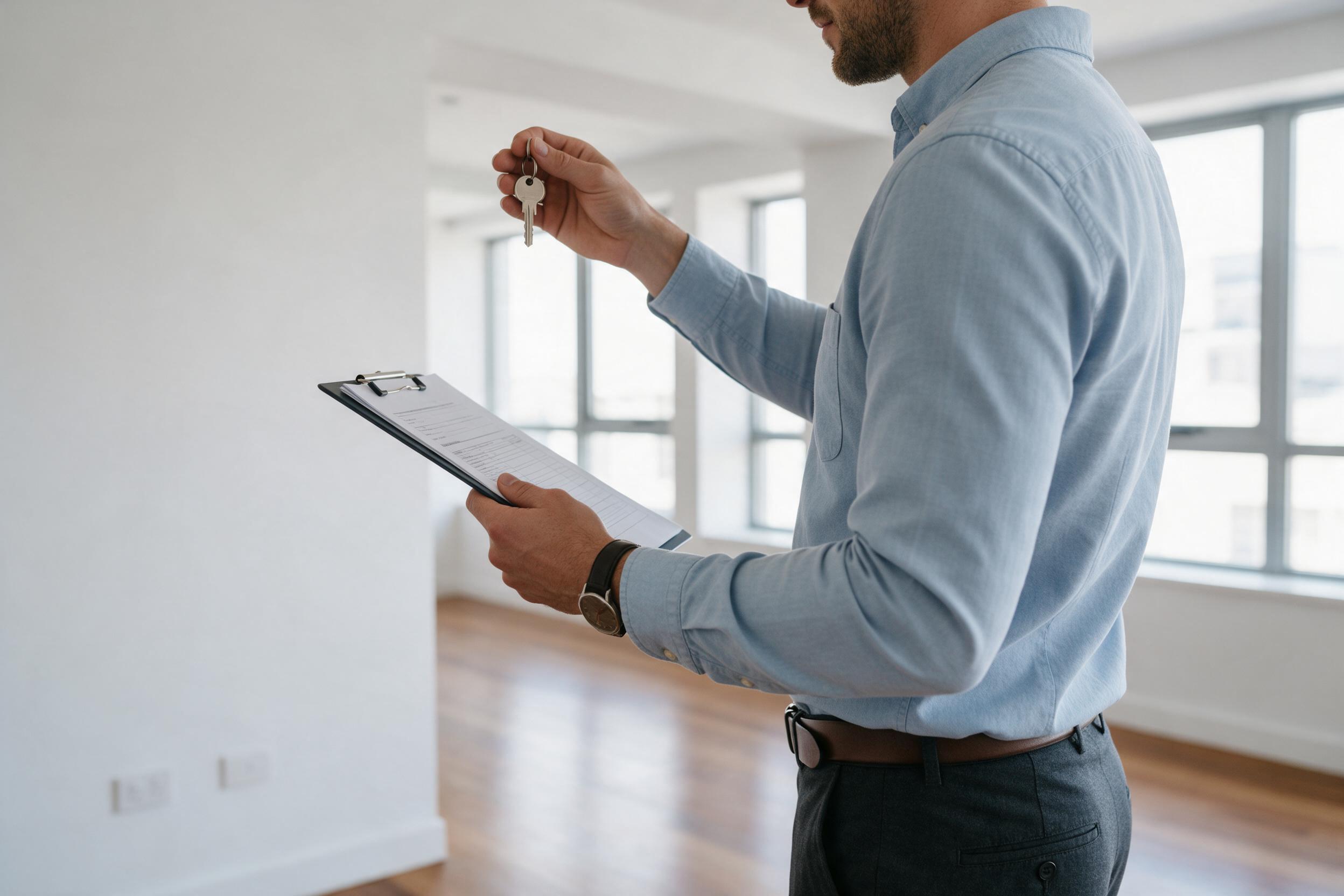 Property manager inspecting an apartment in Cyprus
