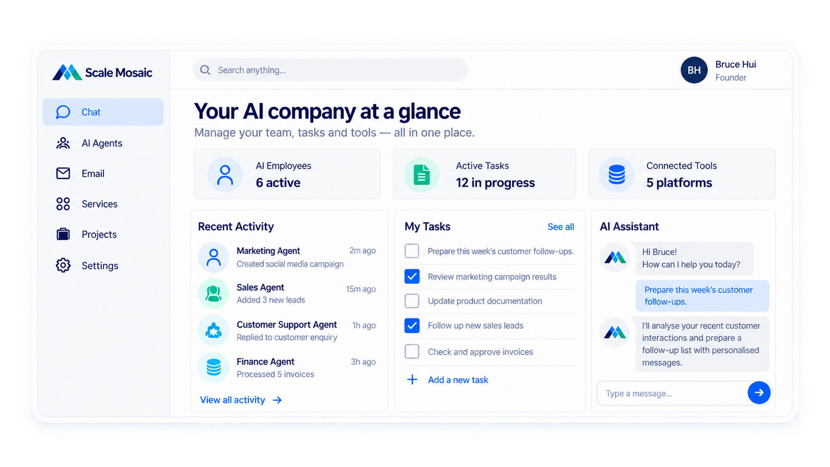 Scale Mosaic enterprise management dashboard